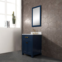 Load image into Gallery viewer, Water Creation Madison 24-Inch Single Sink Carrara White Marble Vanity In Monarch Blue With Matching Mirror- Water Creation