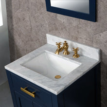 Load image into Gallery viewer, Water Creation Madison 24-Inch Single Sink Carrara White Marble Vanity In Monarch Blue With Matching Mirror and F2-0013-06-FX Lavatory Faucet- Water Creation