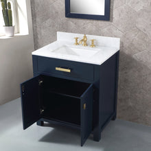 Load image into Gallery viewer, Water Creation Madison 30-Inch Single Sink Carrara White Marble Vanity In Monarch Blue  With F2-0013-06-FX Lavatory Faucet- Water Creation