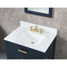Load image into Gallery viewer, Water Creation Madison 30-Inch Single Sink Carrara White Marble Vanity In Monarch Blue  With F2-0013-06-FX Lavatory Faucet- Water Creation