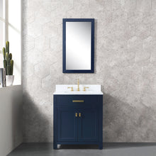 Load image into Gallery viewer, Water Creation Madison 30-Inch Single Sink Carrara White Marble Vanity In Monarch Blue- Water Creation