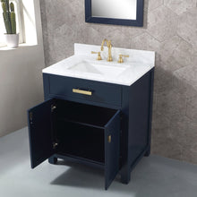 Load image into Gallery viewer, Water Creation Madison 30-Inch Single Sink Carrara White Marble Vanity In Monarch Blue With Matching Mirror- Water Creation