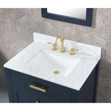 Load image into Gallery viewer, Water Creation Madison 30-Inch Single Sink Carrara White Marble Vanity In Monarch Blue- Water Creation