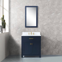 Load image into Gallery viewer, Water Creation Madison 30-Inch Single Sink Carrara White Marble Vanity In Monarch Blue  With F2-0013-06-FX Lavatory Faucet- Water Creation