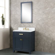 Load image into Gallery viewer, Water Creation Madison 30-Inch Single Sink Carrara White Marble Vanity In Monarch Blue With Matching Mirror and F2-0013-06-FX Lavatory Faucet- Water Creation