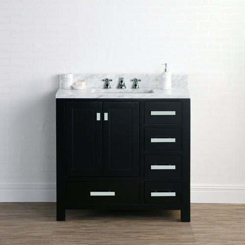 Water Creation 36 Inch Wide Dark Espresso Single Sink Bathroom Vanity With Matching Mirror From The Madison Collection- Water Creation