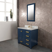 Load image into Gallery viewer, Water Creation Madison 36-Inch Single Sink Carrara White Marble Vanity In Monarch Blue With Matching Mirror and F2-0013-06-FX Lavatory Faucet- Water Creation