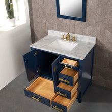 Load image into Gallery viewer, Water Creation Madison 36-Inch Single Sink Carrara White Marble Vanity In Monarch Blue With F2-0013-06-FX Lavatory Faucet- Water Creation
