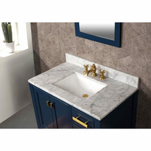 Load image into Gallery viewer, Water Creation Madison 36-Inch Single Sink Carrara White Marble Vanity In Monarch Blue With Matching Mirror and F2-0013-06-FX Lavatory Faucet- Water Creation