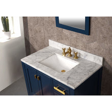 Load image into Gallery viewer, Water Creation Madison 36-Inch Single Sink Carrara White Marble Vanity In Monarch Blue With F2-0013-06-FX Lavatory Faucet- Water Creation
