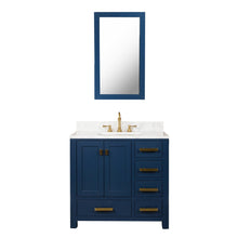 Load image into Gallery viewer, Water Creation Madison 36-Inch Single Sink Carrara White Marble Vanity In Monarch Blue With Matching Mirror and F2-0012-06-TL Lavatory Faucet- Water Creation
