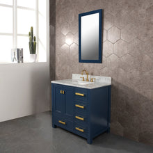 Load image into Gallery viewer, Water Creation Madison 36-Inch Single Sink Carrara White Marble Vanity In Monarch Blue With Matching Mirror- Water Creation