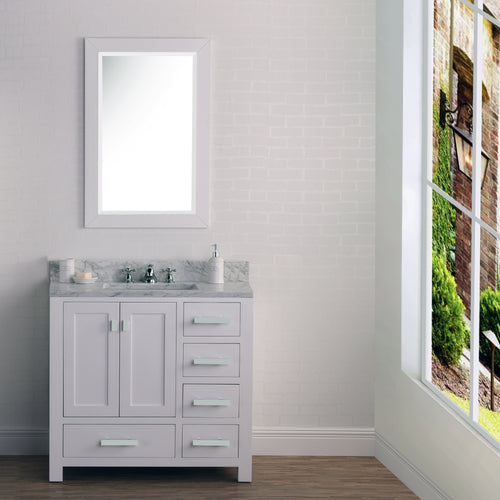 Water Creation 36 Inch Wide Dark Espresso Single Sink Bathroom Vanity With Matching Mirror And Faucet(s) From The Madison Collection- Water Creation