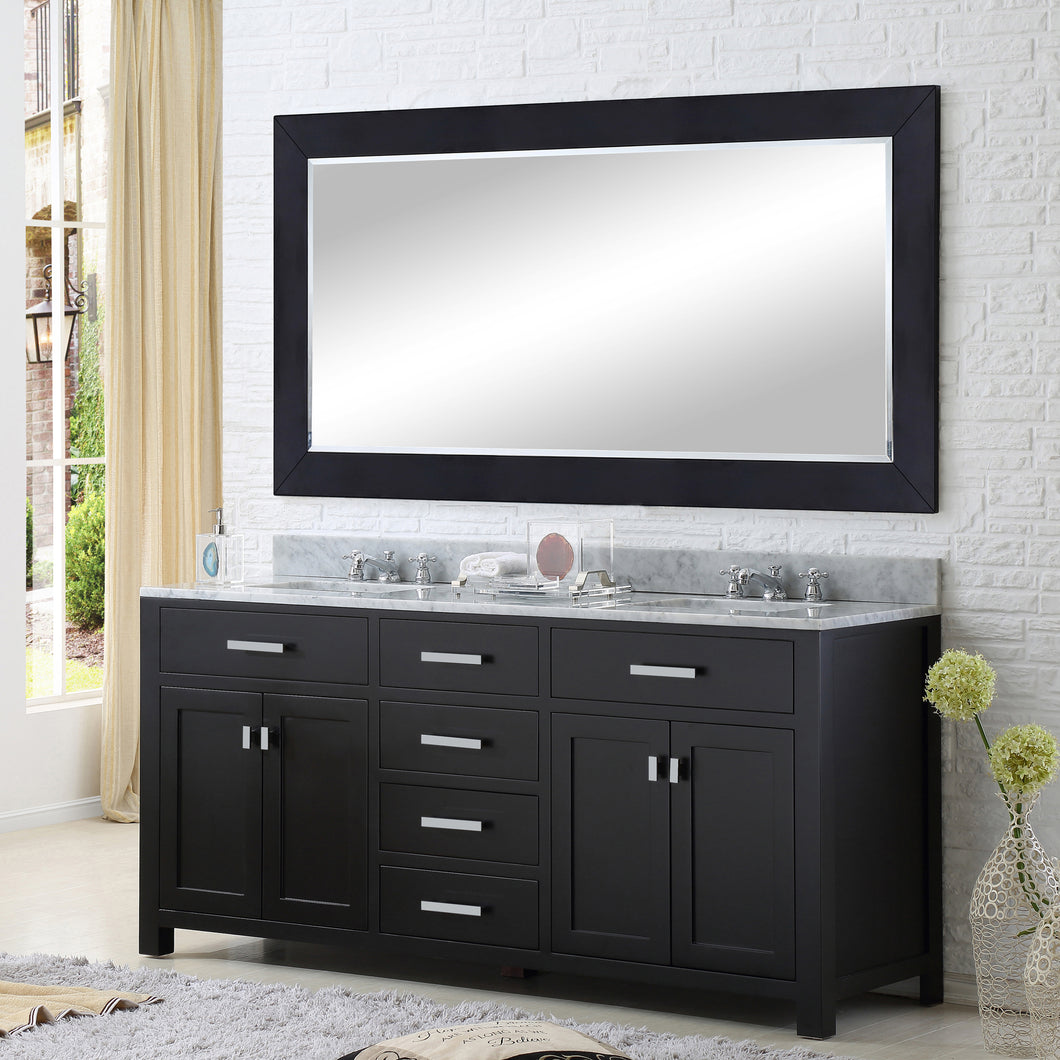 Water Creation 60 Inch Espresso Double Sink Bathroom Vanity With 2 Matching Framed Mirrors From The Madison Collection- Water Creation