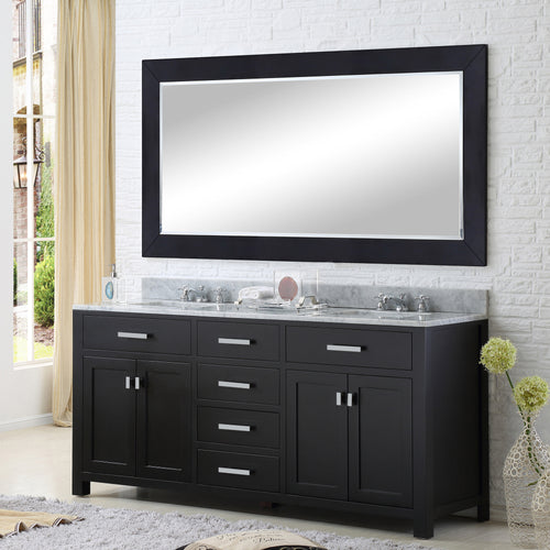 Water Creation 60 Inch Cashmere Grey Double Sink Bathroom Vanity With 2 Matching Framed Mirrors From The Madison Collection- Water Creation