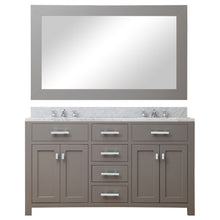 Load image into Gallery viewer, Water Creation 60 Inch Cashmere Grey Double Sink Bathroom Vanity With Matching Framed Mirror From The Madison Collection- Water Creation