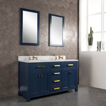 Load image into Gallery viewer, Water Creation Madison 60-Inch Double Sink Carrara White Marble Vanity In Monarch BlueWith Matching Mirror(s) and F2-0013-06-FX Lavatory Faucet(s)- Water Creation