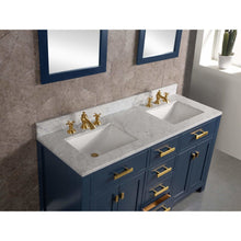 Load image into Gallery viewer, Water Creation Madison 60-Inch Double Sink Carrara White Marble Vanity In Monarch BlueWith F2-0013-06-FX Lavatory Faucet(s)- Water Creation