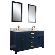 Load image into Gallery viewer, Water Creation Madison 60-Inch Double Sink Carrara White Marble Vanity In Monarch BlueWith Matching Mirror(s)- Water Creation