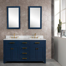 Load image into Gallery viewer, Water Creation Madison 60-Inch Double Sink Carrara White Marble Vanity In Monarch BlueWith F2-0012-06-TL Lavatory Faucet(s)- Water Creation