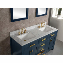 Load image into Gallery viewer, Water Creation Madison 60-Inch Double Sink Carrara White Marble Vanity In Monarch BlueWith Matching Mirror(s) and F2-0012-06-TL Lavatory Faucet(s)- Water Creation