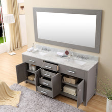 Load image into Gallery viewer, Water Creation 72 Inch Cashmere Grey Double Sink Bathroom Vanity With Matching Large Framed Mirror From The Madison Collection- Water Creation