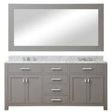Load image into Gallery viewer, Water Creation 72 Inch Cashmere Grey Double Sink Bathroom Vanity With Matching Large Framed Mirror From The Madison Collection- Water Creation