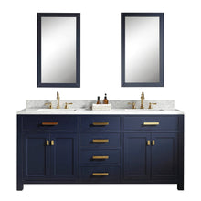 Load image into Gallery viewer, Water Creation Madison 72-Inch Double Sink Carrara White Marble Vanity In Monarch Blue  With F2-0012-06-TL Lavatory Faucet(s)- Water Creation