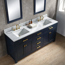 Load image into Gallery viewer, Water Creation Madison 72-Inch Double Sink Carrara White Marble Vanity In Monarch Blue With Matching Mirror(s) and F2-0012-06-TL Lavatory Faucet(s)- Water Creation