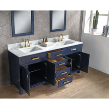 Load image into Gallery viewer, Water Creation Madison 72-Inch Double Sink Carrara White Marble Vanity In Monarch Blue  With F2-0012-06-TL Lavatory Faucet(s)- Water Creation