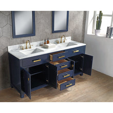 Load image into Gallery viewer, Water Creation Madison 72-Inch Double Sink Carrara White Marble Vanity In Monarch Blue With Matching Mirror(s) and F2-0012-06-TL Lavatory Faucet(s)- Water Creation