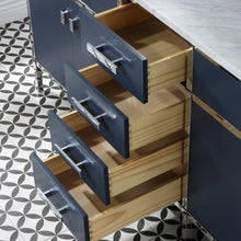 Load image into Gallery viewer, Marquis 72 In. Double Sink Carrara White Marble Countertop Vanity in Monarch Blue with Mirrors- Water Creation