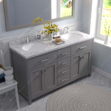 Load image into Gallery viewer, Virtu USA Caroline 60&quot; Double Bath Vanity in Cashmere Gray with White Quartz Top and Round Sinks with Matching Mirror- Virtuusa