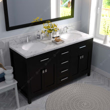 Load image into Gallery viewer, Virtu USA Caroline 60&quot; Double Bath Vanity in Espresso with White Quartz Top and Round Sinks with Matching Mirror- Virtuusa