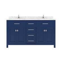 Load image into Gallery viewer, Virtu USA Caroline 60&quot; Double Bath Vanity in French Blue with White Quartz Top and Round Sinks- Virtuusa