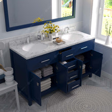 Load image into Gallery viewer, Virtu USA Caroline 60&quot; Double Bath Vanity in French Blue with White Quartz Top and Round Sinks with Matching Mirror- Virtuusa