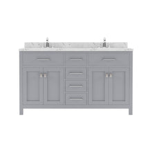 Load image into Gallery viewer, Virtu USA Caroline 60&quot; Double Bath Vanity in Gray with White Quartz Top and Round Sinks- Virtuusa