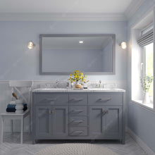 Load image into Gallery viewer, Virtu USA Caroline 60&quot; Double Bath Vanity in Gray with White Quartz Top and Round Sinks- Virtuusa