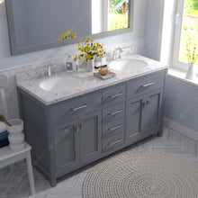 Load image into Gallery viewer, Virtu USA Caroline 60&quot; Double Bath Vanity in Gray with White Quartz Top and Round Sinks with Matching Mirror- Virtuusa