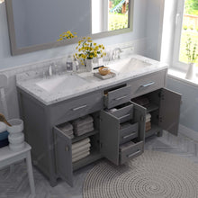 Load image into Gallery viewer, Virtu USA Caroline 60&quot; Double Bath Vanity in Cashmere Gray with White Quartz Top and Square Sinks- Virtuusa