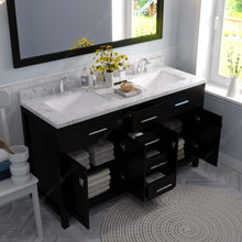 Load image into Gallery viewer, Virtu USA Caroline 60&quot; Double Bath Vanity in Espresso with White Quartz Top and Square Sinks with Matching Mirror- Virtuusa