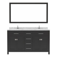 Load image into Gallery viewer, Virtu USA Caroline 60&quot; Double Bath Vanity in Espresso with White Quartz Top and Square Sinks with Matching Mirror- Virtuusa