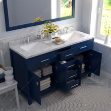 Load image into Gallery viewer, Virtu USA Caroline 60&quot; Double Bath Vanity in French Blue with White Quartz Top and Square Sinks with Matching Mirror- Virtuusa