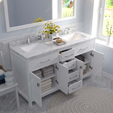 Load image into Gallery viewer, Virtu USA Caroline 60&quot; Double Bath Vanity in White with White Quartz Top and Square Sinks- Virtuusa