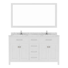 Load image into Gallery viewer, Virtu USA Caroline 60&quot; Double Bath Vanity in White with White Quartz Top and Square Sinks with Polished Chrome Faucets with Matching Mirror- Virtuusa