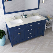 Load image into Gallery viewer, Virtu USA Caroline 60&quot; Double Bath Vanity in French Blue with Top , Sinks , Faucets and Matching Mirror- Virtuusa