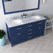 Load image into Gallery viewer, Virtu USA Caroline 60&quot; Double Bath Vanity in French Blue with Top , Sinks , Faucets and Matching Mirror- Virtuusa