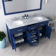 Load image into Gallery viewer, Virtu USA Caroline 60&quot; Double Bath Vanity in French Blue with Top , Sinks , Faucets and Matching Mirror- Virtuusa