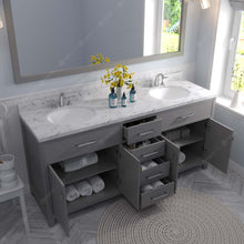 Load image into Gallery viewer, Virtu USA Caroline 72&quot; Double Bath Vanity in Cashmere Gray with White Quartz Top and Round Sinks with Matching Mirror- Virtuusa