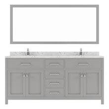 Load image into Gallery viewer, Virtu USA Caroline 72&quot; Double Bath Vanity in Cashmere Gray with White Quartz Top and Round Sinks with Brushed Nickel Faucets with Matching Mirror- Virtuusa